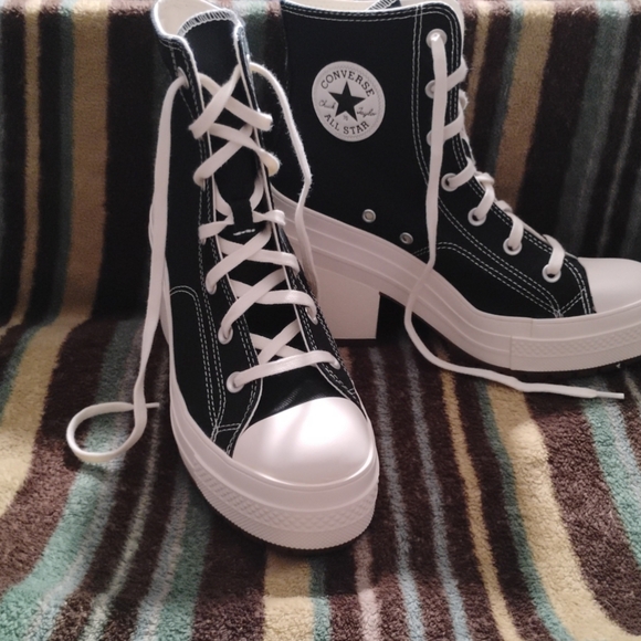 Converse Women's Black and White High-Top Sneakers - Picture 1 of 2